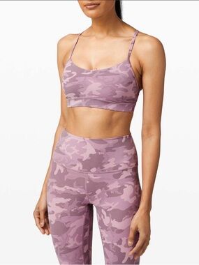 LULULEMON FLOW Y BRA NULU INCOGNITO CAMP PINK TAUPE WOMEN’S 4